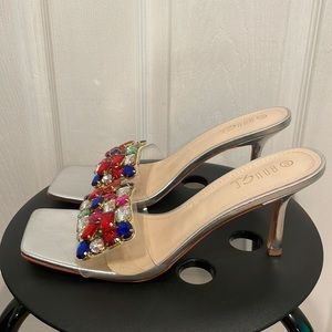 Silver & Jeweled Mules Size 11